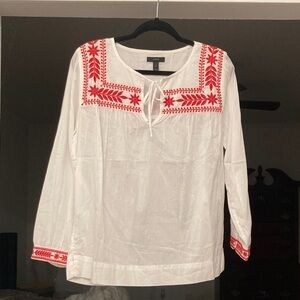 J.Crew White  and Red Women's Top size Small